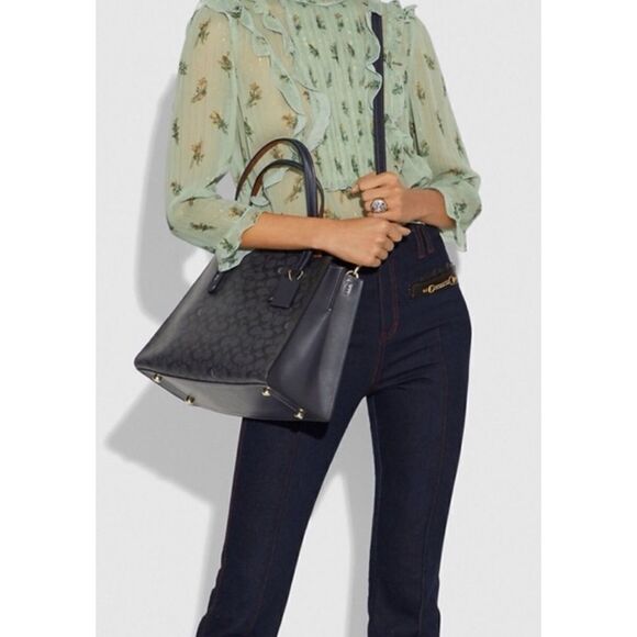 Coach Charlie Carryall in Signature Canvas in Charcoal/Midnight Navy / Like New - Picture 2 of 10